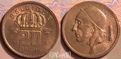 Бельгия 20 сантимов 1953 г., BELGIQUE, KM# 146, 443-007