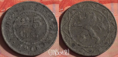 Бельгия 25 сантимов 1915 года, Q - E, KM# 82, 151j-085