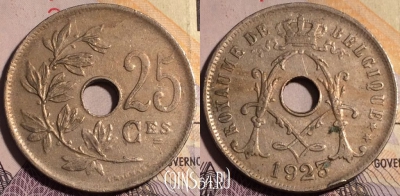 Бельгия 25 сантимов 1923 года, BELGIQUE, KM# 68, 179a-083