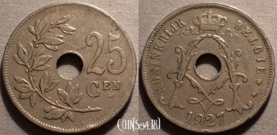 Бельгия 25 сантимов 1927 года, BELGIË, 87-031a