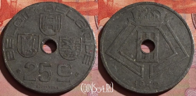 Бельгия 25 сантимов 1942 года, E-Q, KM# 132, 224c-141