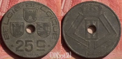 Бельгия 25 сантимов 1943 года, E - Q, KM# 132, 374l-124