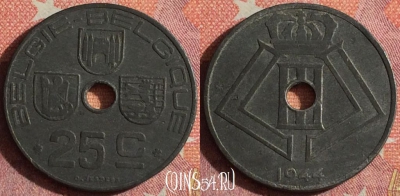 Бельгия 25 сантимов 1944 года, E - Q, KM# 132, 361-049