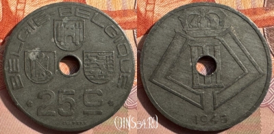 Бельгия 25 сантимов 1945 года, E - Q, KM# 132, 347s-105