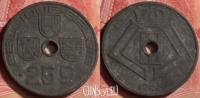 Бельгия 25 сантимов 1946 года, Q - E, KM# 131, 364l-055