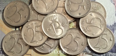 Бельгия 25 сантимов 1964 года, BELGIQUE, KM# 153, 169-094