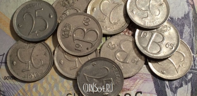 Бельгия 25 сантимов 1965 года, BELGIE, KM# 154, 169-050