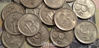 Бельгия 25 сантимов 1966 года, BELGIE, KM# 154, 169-054