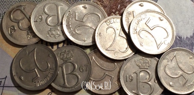 Бельгия 25 сантимов 1967 года, BELGIQUE, KM# 153, 169-107