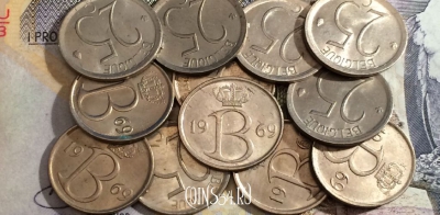 Бельгия 25 сантимов 1969 года, BELGIQUE, KM# 153, 169-113