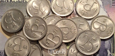 Бельгия 25 сантимов 1971 года, BELGIQUE, KM# 153, 169-121