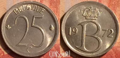 Бельгия 25 сантимов 1972 года, BELGIQUE, KM# 153, 043n-027
