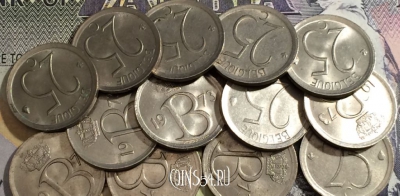 Бельгия 25 сантимов 1973 года, BELGIQUE, KM# 153, 169-130