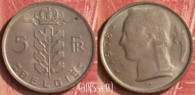 Бельгия 5 франков 1978 года, 'BELGIE', KM# 135, 344n-059
