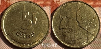 Бельгия 5 франков 1987 года, BELGIE, KM# 164, 256s-057