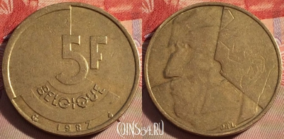Бельгия 5 франков 1987 года, BELGIQUE, KM# 163, 092a-080