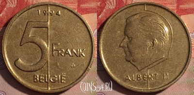 Бельгия 5 франков 1994 года, 'BELGIE', KM# 190, 062d-068