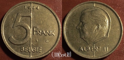 Бельгия 5 франков 1994 года, BELGIE, 55-096