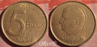 Бельгия 5 франков 1998 года, BELGIE, KM# 190, 058i-182