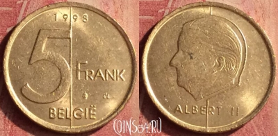 Бельгия 5 франков 1998 года, BELGIE, KM# 190, 417n-051
