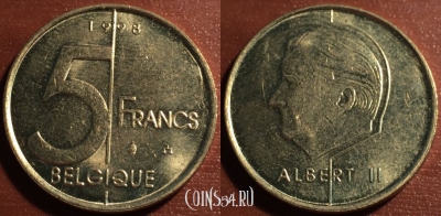 Бельгия 5 франков 1998 года, BELGIQUE, 055-099