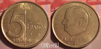 Бельгия 5 франков 1998 г., BELGIQUE, KM# 189, 059j-035