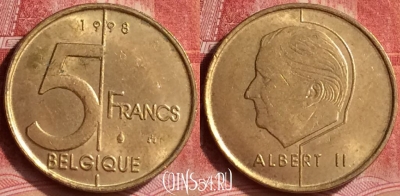 Бельгия 5 франков 1998 г., BELGIQUE, KM# 189, 294l-110