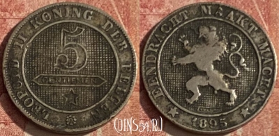 Бельгия 5 сантимов 1895 DER, KM# 41, 049p-100 ♛
