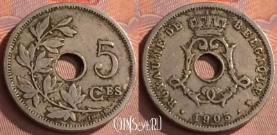 Бельгия 5 сантимов 1903 года, BELGIQUE, KM# 46, 280o-137