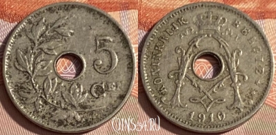Бельгия 5 сантимов 1910 года, BELGIE, KM# 67, 371p-030