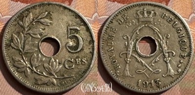 Бельгия 5 сантимов 1913 года, BELGIQUE, KM# 66, 386s-043
