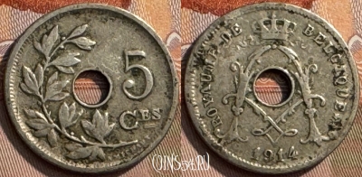 Бельгия 5 сантимов 1914 года, BELGIQUE, KM# 66, 273s-082