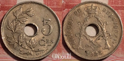Бельгия 5 сантимов 1923 года, BELGIQUE, KM# 66, 223-005