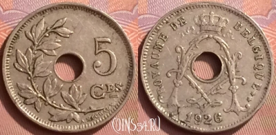 Бельгия 5 сантимов 1926 года, BELGIQUE, KM# 66, 056l-017