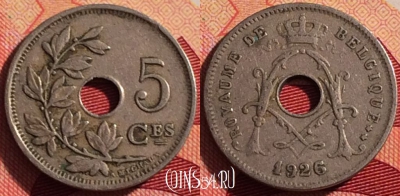 Бельгия 5 сантимов 1926 года, BELGIQUE, KM# 66, 211i-098