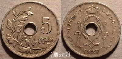 Бельгия 5 сантимов 1927 года, BELGIË, 87-040b