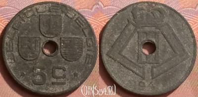 Бельгия 5 сантимов 1941 года, Q - E, KM# 123, 057l-028