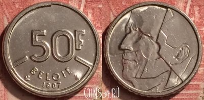 Бельгия 50 франков 1987 года, 'BELGIE', KM# 169, 057n-160