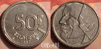 Бельгия 50 франков 1987 г., BELGIQUE, KM# 168, 041n-021