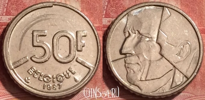 Бельгия 50 франков 1987 года, BELGIQUE, KM# 168, 266l-022