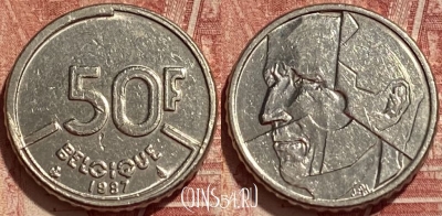 Бельгия 50 франков 1987 г., BELGIQUE, KM# 168, 415q-058