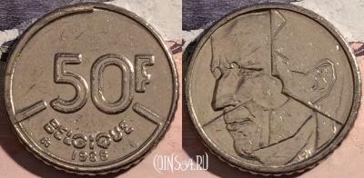 Бельгия 50 франков 1988 г., BELGIQUE, KM# 168, a124-037