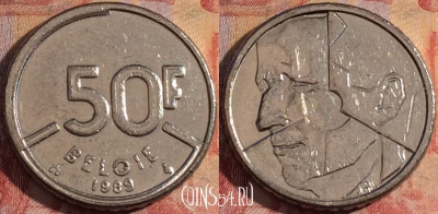 Бельгия 50 франков 1989 года, 'BELGIE', KM# 169, 170a-011