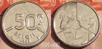 Бельгия 50 франков 1989 года, 'BELGIE', KM# 169, 276a-122