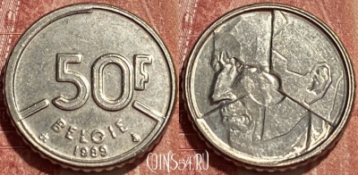 Бельгия 50 франков 1989 года, 'BELGIE', KM# 169, 395q-028