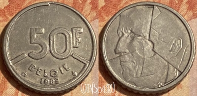 Бельгия 50 франков 1989 года, 'BELGIE', KM# 169, 462q-377