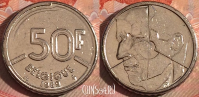 Бельгия 50 франков 1989 года, BELGIQUE, KM# 168, 121b-102