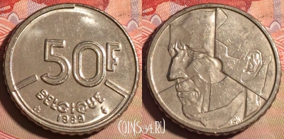 Бельгия 50 франков 1989 года, BELGIQUE, KM# 168, 224a-001