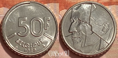 Бельгия 50 франков 1989 г., BELGIQUE, KM# 168, 352q-007
