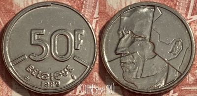 Бельгия 50 франков 1989 г., BELGIQUE, KM# 168, 484р-028 ♛